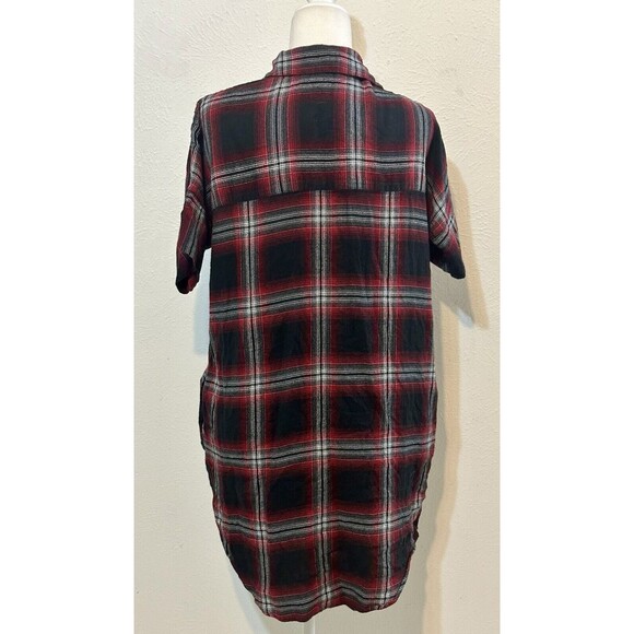 Madewell Size M Courier Grunge Plaid Flannel ShirtDress Pockets Boho Fall - Picture 7 of 12